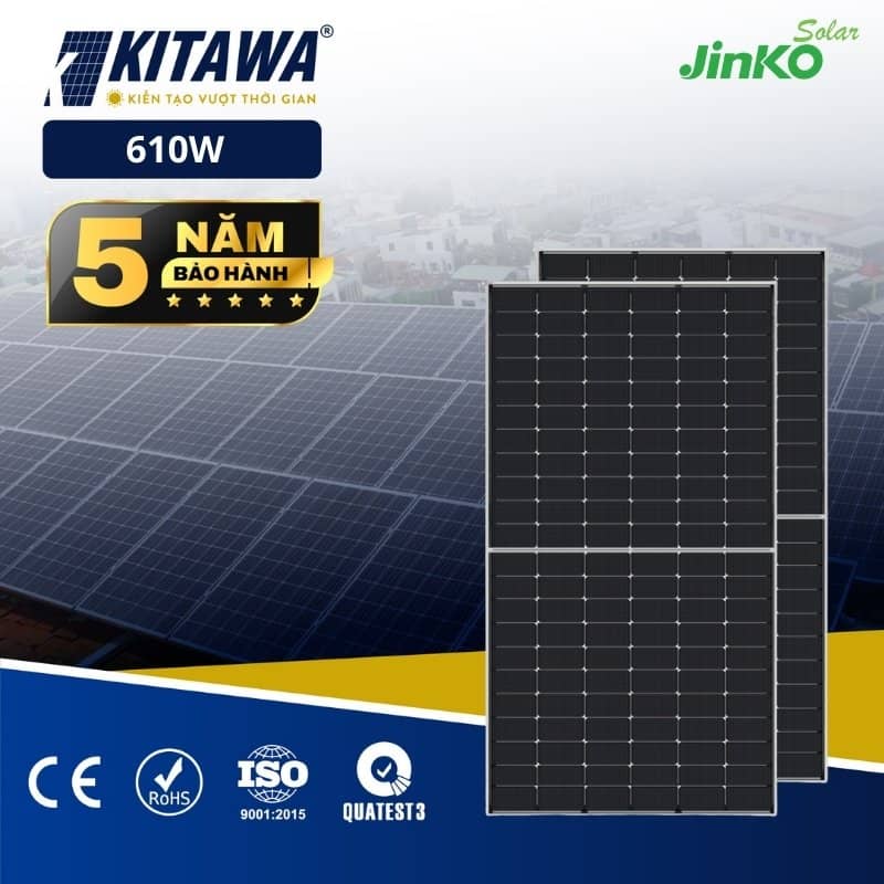 Tấm pin Jinko 610W hai mặt kính