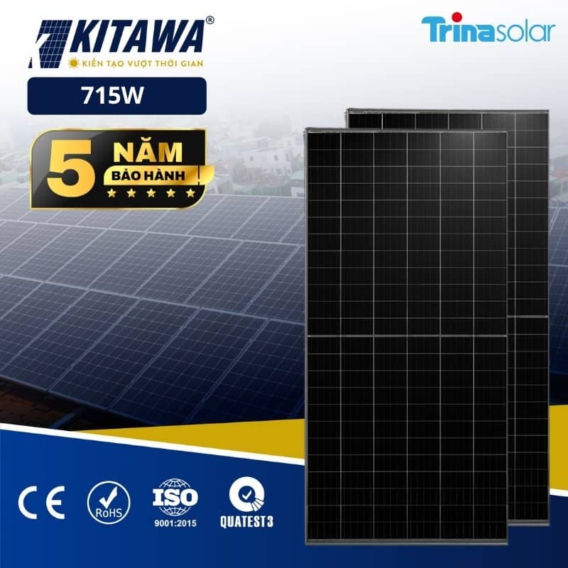 Tấm pin Trina 715W hai mặt kính